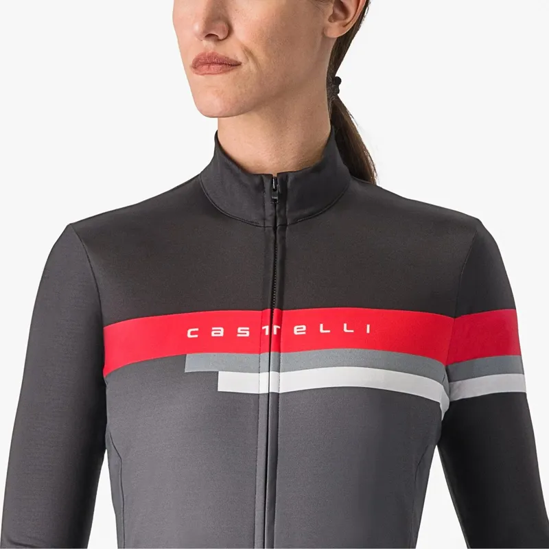 Castelli Tornare Women's Long Sleeve Jersey in Dark Grey/Black/Hibiscus-2