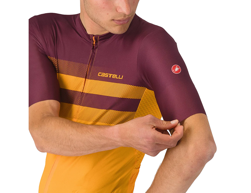 Castelli Simbolo Short Sleeve Jersey in Vivid Orange/Deep Bordeaux-4