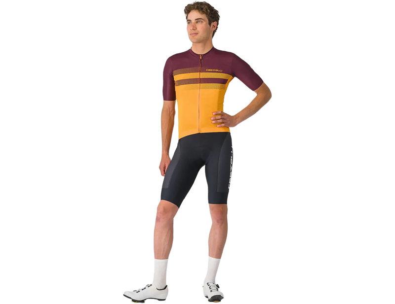 Castelli Simbolo Short Sleeve Jersey in Vivid Orange/Deep Bordeaux-5