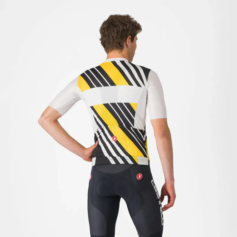 Castelli Heritage Short Sleeve Jersey in Black/White/Yellow-1