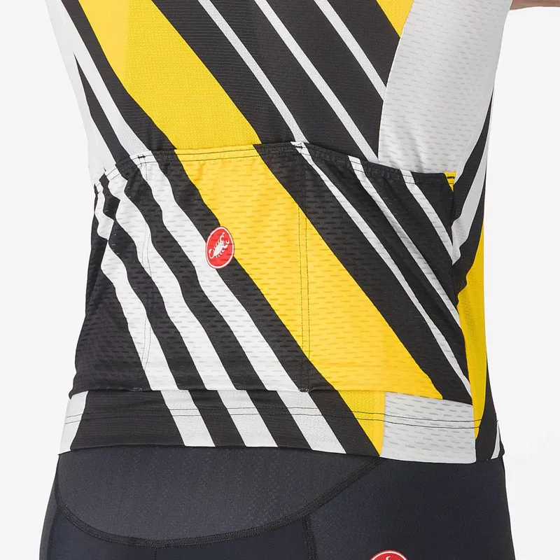 Castelli Heritage Short Sleeve Jersey in Black/White/Yellow-4