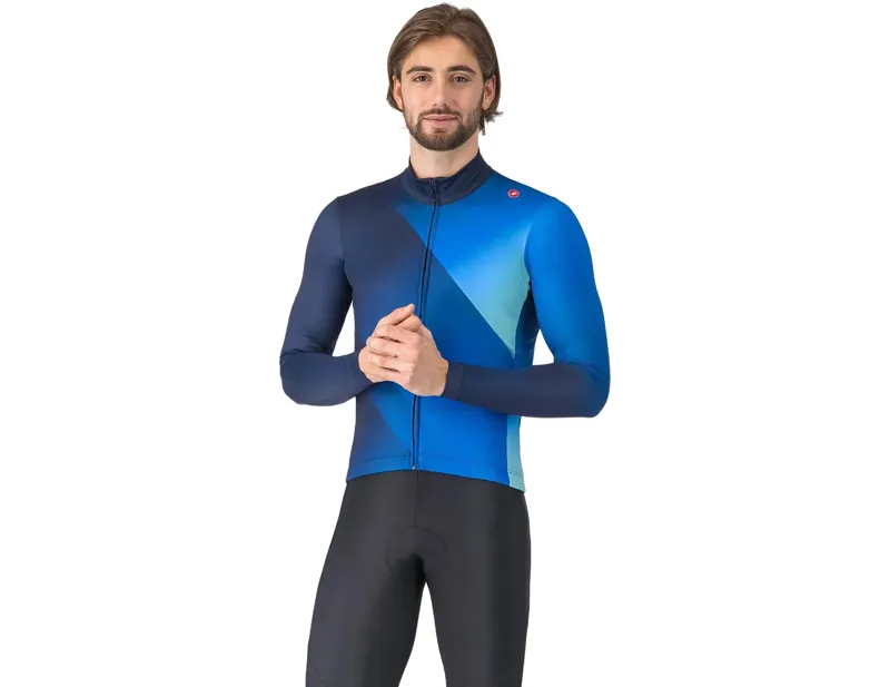 Balfes Bikes Castelli Amplify Thermal Jersey in Belgian Blue Azzurro/Italia Pool Blue | Free postage over £30, £10 off first order, price match & 0% finance.