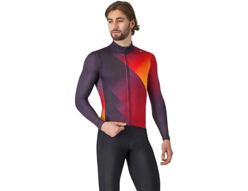 Balfes Bikes Castelli Amplify Thermal Jersey in Dark Night Shade Red Vivid Orange | Free postage over £30, £10 off first order, price match & 0% finance.