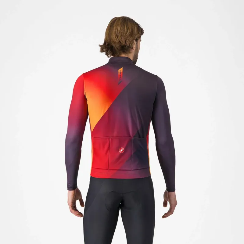 Castelli Amplify Thermal Jersey in Dark Night Shade Red Vivid Orange-1