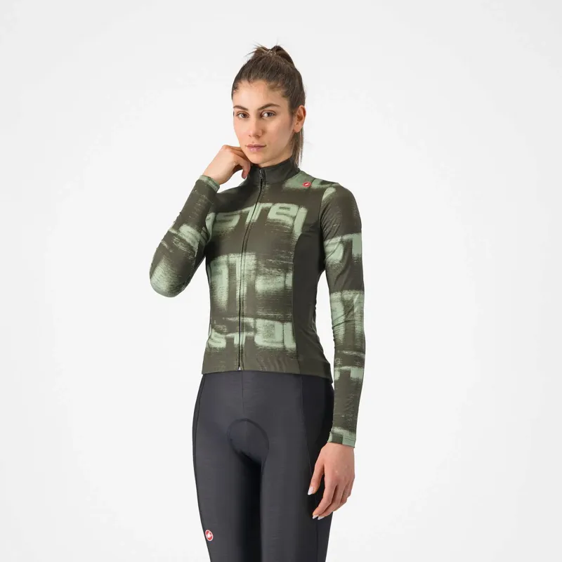 Balfes Bikes Castelli Blur Thermal Womens Jersey in Deep Green/Green Pepper | Free postage over £30, £10 off first order, price match & 0% finance.