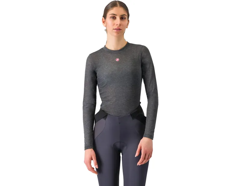 Balfes Bikes Castelli Medio Base Layer Womens Long Sleeve in Melange Grey | Free postage over £30, £10 off first order, price match & 0% finance.