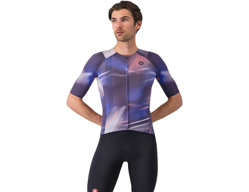 Castelli Aero Race 8S Short Sleeve Jersey in Night Shade/Rosa Giro