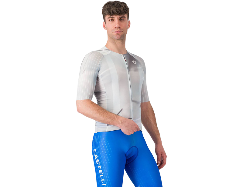 Castelli Aero Race 8S Short Sleeve Jersey in Silver Grey/Smoky Grey