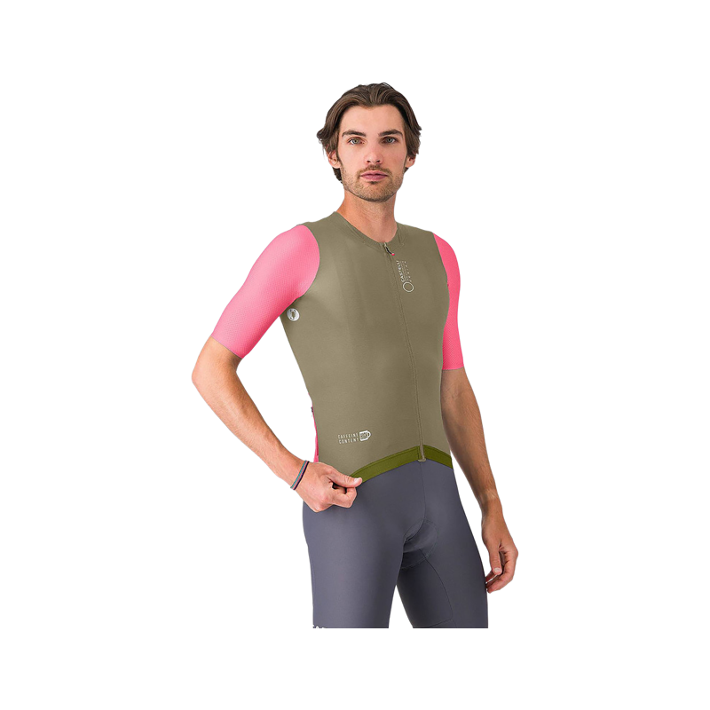 Balfes Bikes Castelli Corretto Short Sleeve Jersey in Elmwood/Rosa GiroWhite | Free postage over £30, £10 off first order, price match & 0% finance.