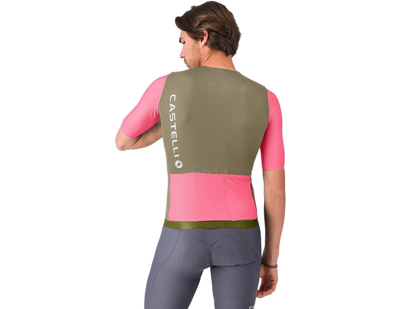Castelli Corretto Short Sleeve Jersey in Elmwood/Rosa GiroWhite-1