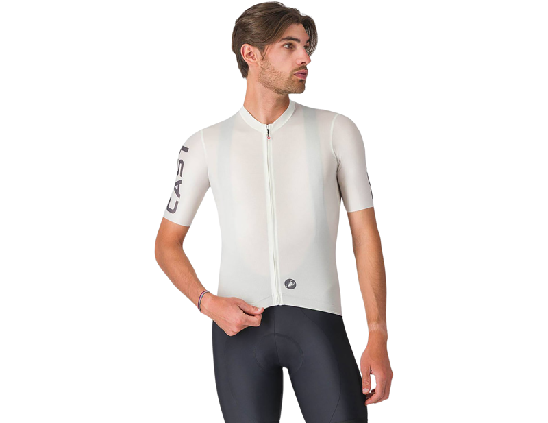 Castelli Entrata Apex Short Sleeve Jersey in Ivory/Smoky Grey