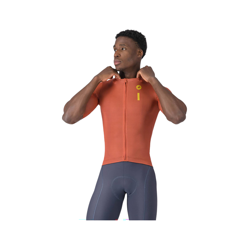 Balfes Bikes Castelli Drittone Logo Short Sleeve Jersey in Paprika/Mango Mojito | Free postage over £30, £10 off first order, price match & 0% finance.