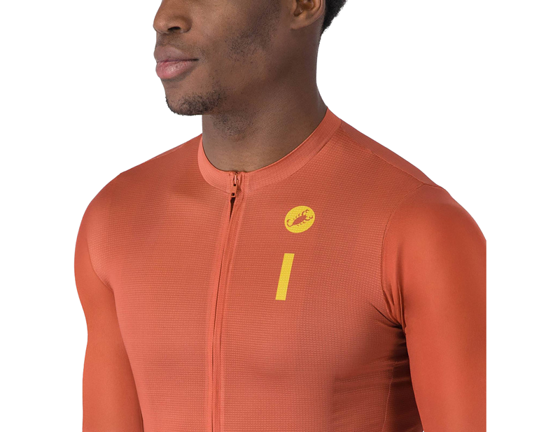 Castelli Drittone Logo Short Sleeve Jersey in Paprika/Mango Mojito-2