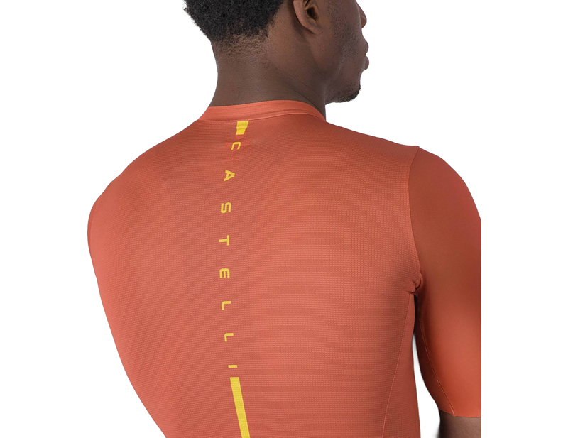 Castelli Drittone Logo Short Sleeve Jersey in Paprika/Mango Mojito-3