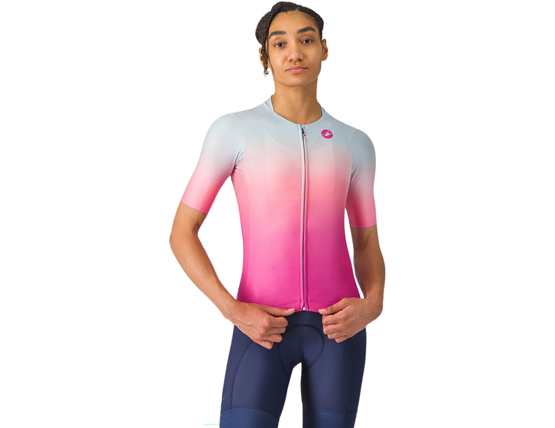 Castelli UPF Women's Short Sleeve Jersey in Winter Sky/Violet Pink