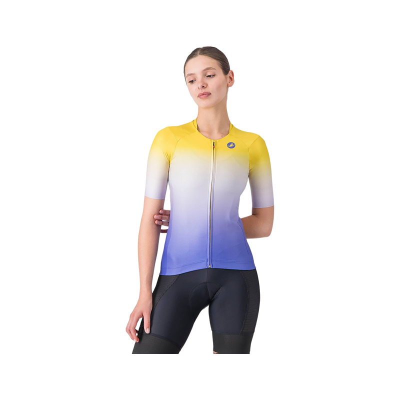 Balfes Bikes Castelli UPF Women's Short Sleeve Jersey in Mango Mojito/Ultraviolet | Free postage over £30, £10 off first order, price match & 0% finance.