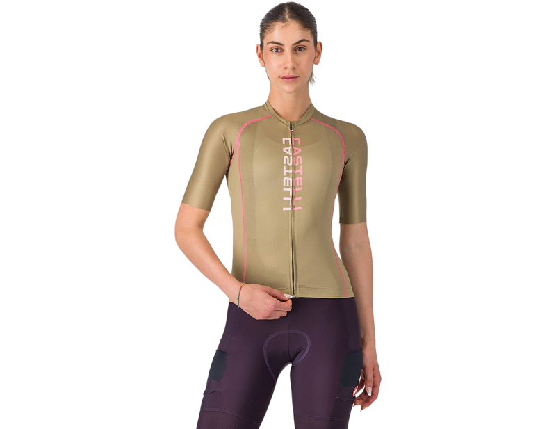 Castelli Unlimited 2 Women's Short Sleeve Jersey in Elmwood/Rosa Giro/Light Pink
