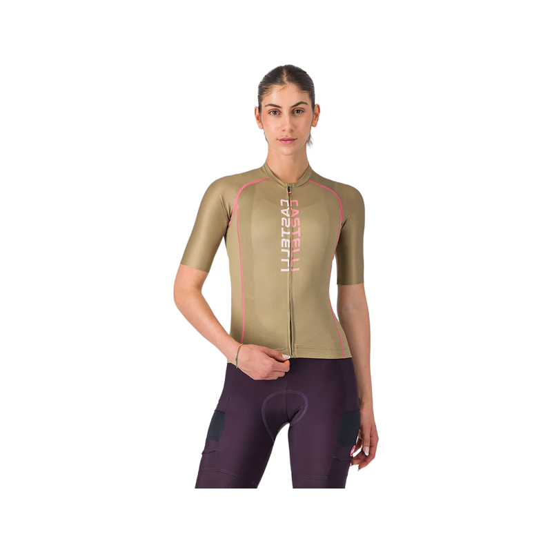 Balfes Bikes Castelli Unlimited 2 Women's Short Sleeve Jersey in Elmwood/Rosa Giro/Light Pink | Free postage over £30, £10 off first order, price match & 0% finance.