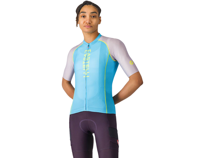 Castelli Unlimited 2 Women's Short Sleeve Jersey in Neon Cobalt/Purple Mist