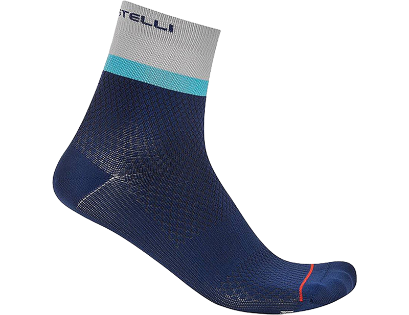 Castelli Tonal Logo Women's 12 Socks in Belgian Blue/Silver Grey/Neon Cobalt