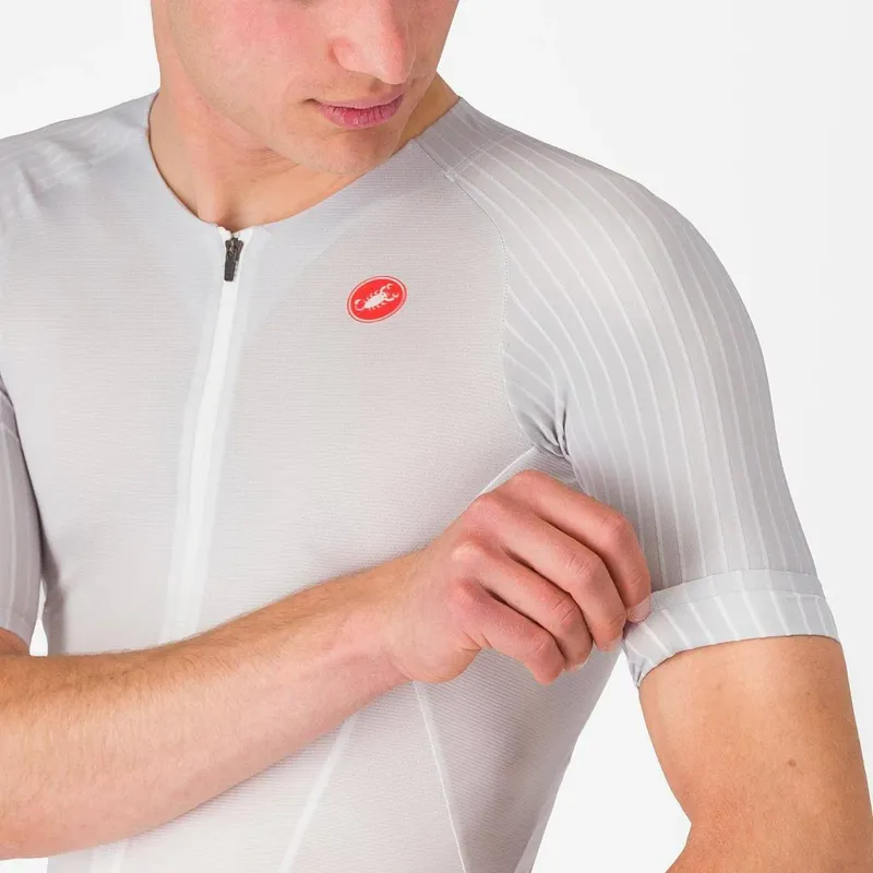 Castelli Free Speed 3 Short Sleeve Race Top in White/Silver Grey-2