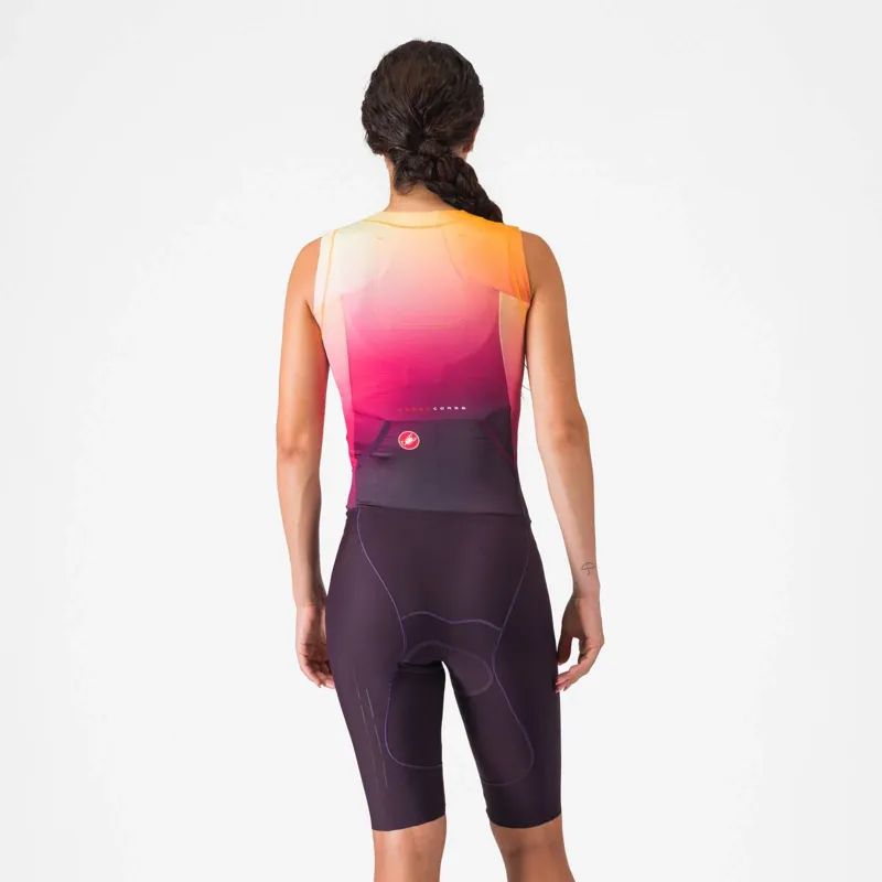 Castelli Free Sanremo 3 Womens Sleeveless Suit in Dark Night Shade/Vivid Orange/Bright Rose-1