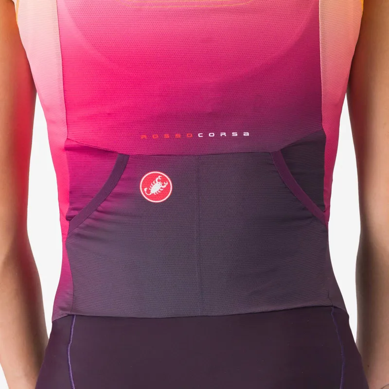 Castelli Free Sanremo 3 Womens Sleeveless Suit in Dark Night Shade/Vivid Orange/Bright Rose-3
