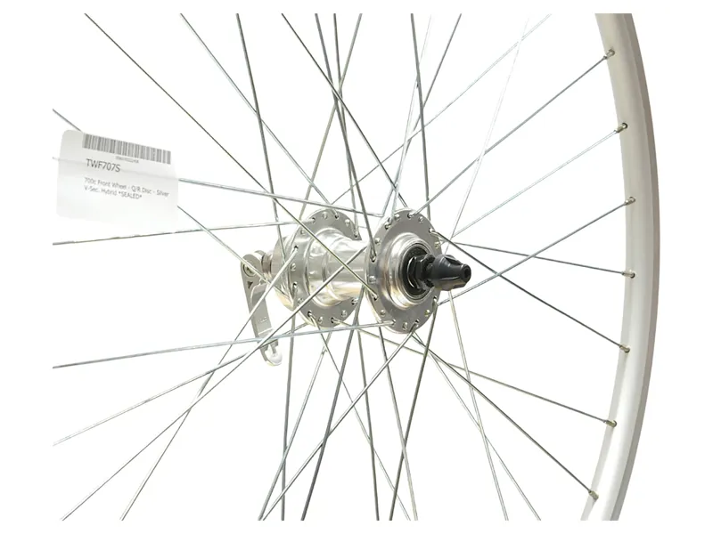Balfes Bikes Cycle Division 700c Front Wheel - Q/R Disc - Silver V-Sec. Hybrid | Free postage over £30, £10 off first order, price match & 0% finance.