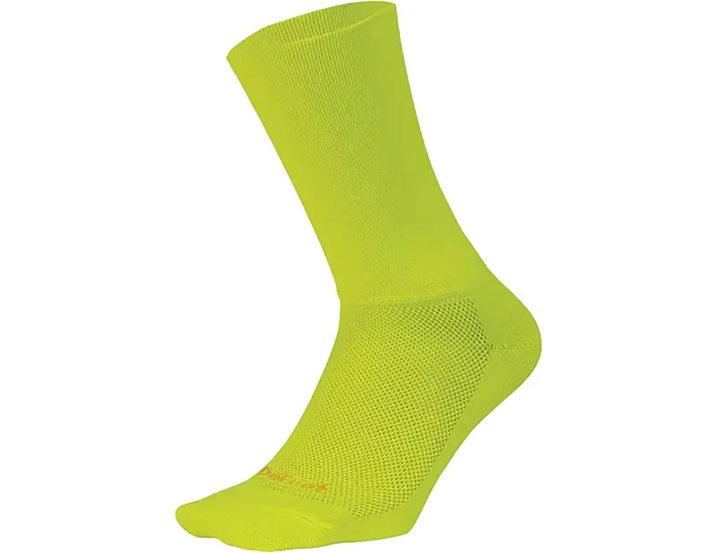 Defeet Aireator 6 inch D-Logo Double Cuff Socks in Neon Yellow