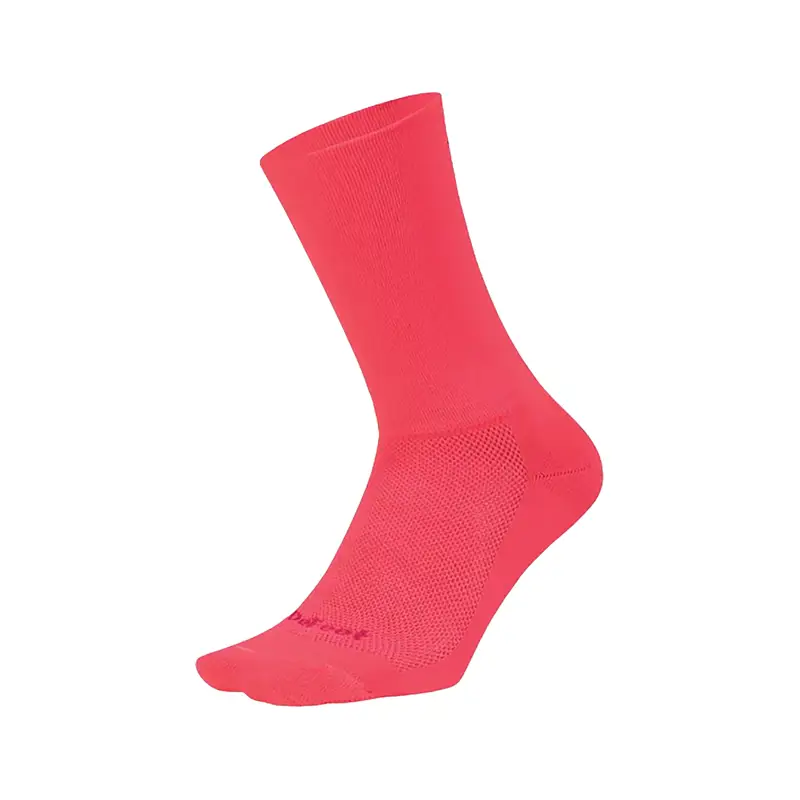 Balfes Bikes Defeet Aireator 6 inch D-Logo Double Cuff Socks in Hi-Vis Pink | Free postage over £30, £10 off first order, price match & 0% finance.