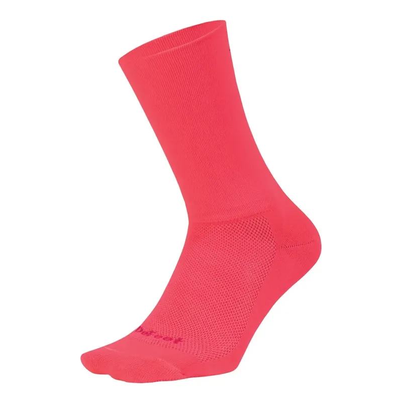 Defeet Aireator 6 inch D-Logo Double Cuff Socks in Hi-Vis Pink-1