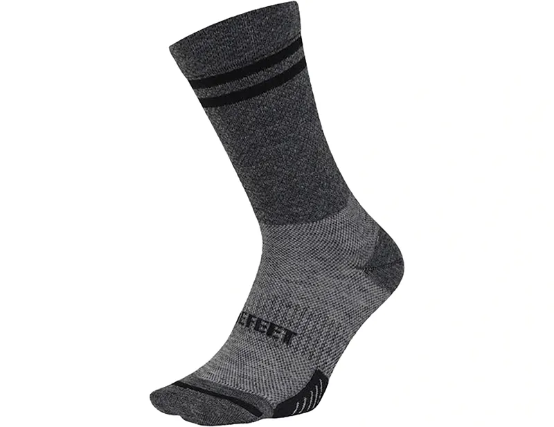 Defeet Cyclismo Wool Blend 6 inch Double Stripe Socks in Grey
