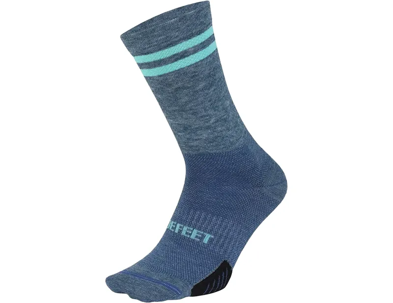 Defeet Cyclismo Wool Blend 6 inch Double Stripe Socks in Saphire/Neptune