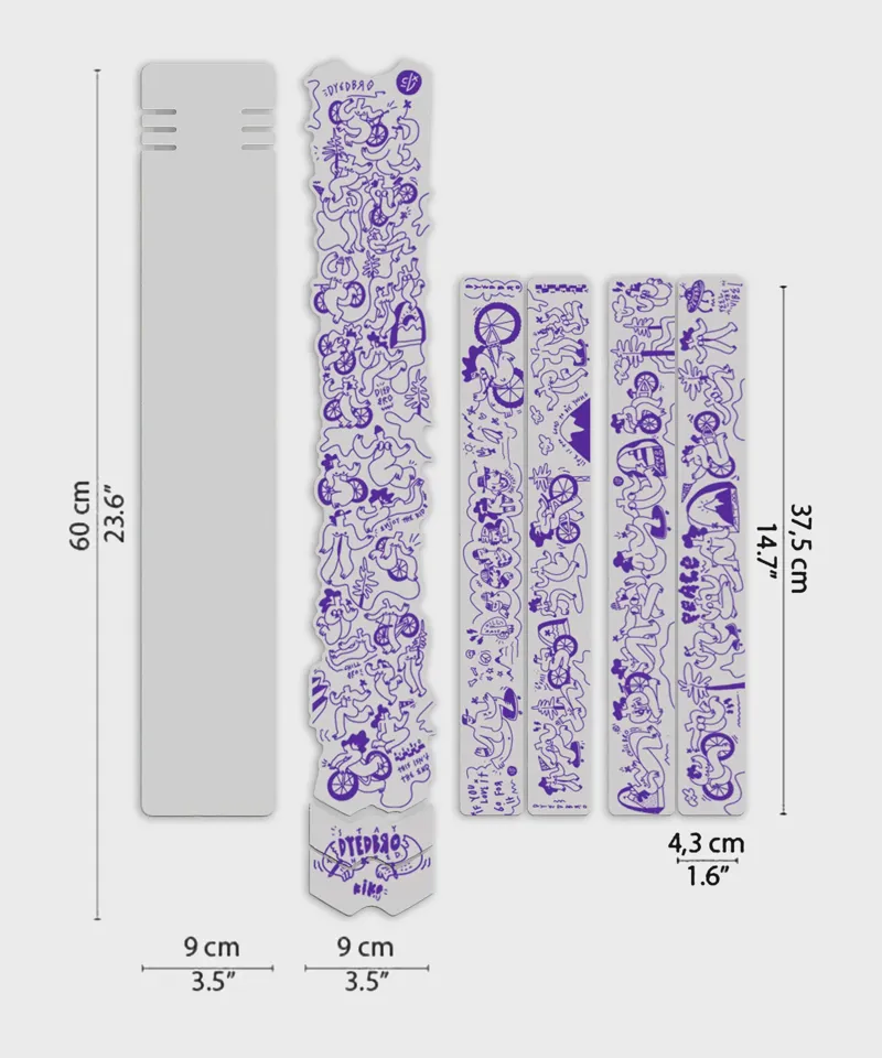 Dyedbro Kiko CLJ Artist Series Gloss MTB Frame Protection Kit in Purple