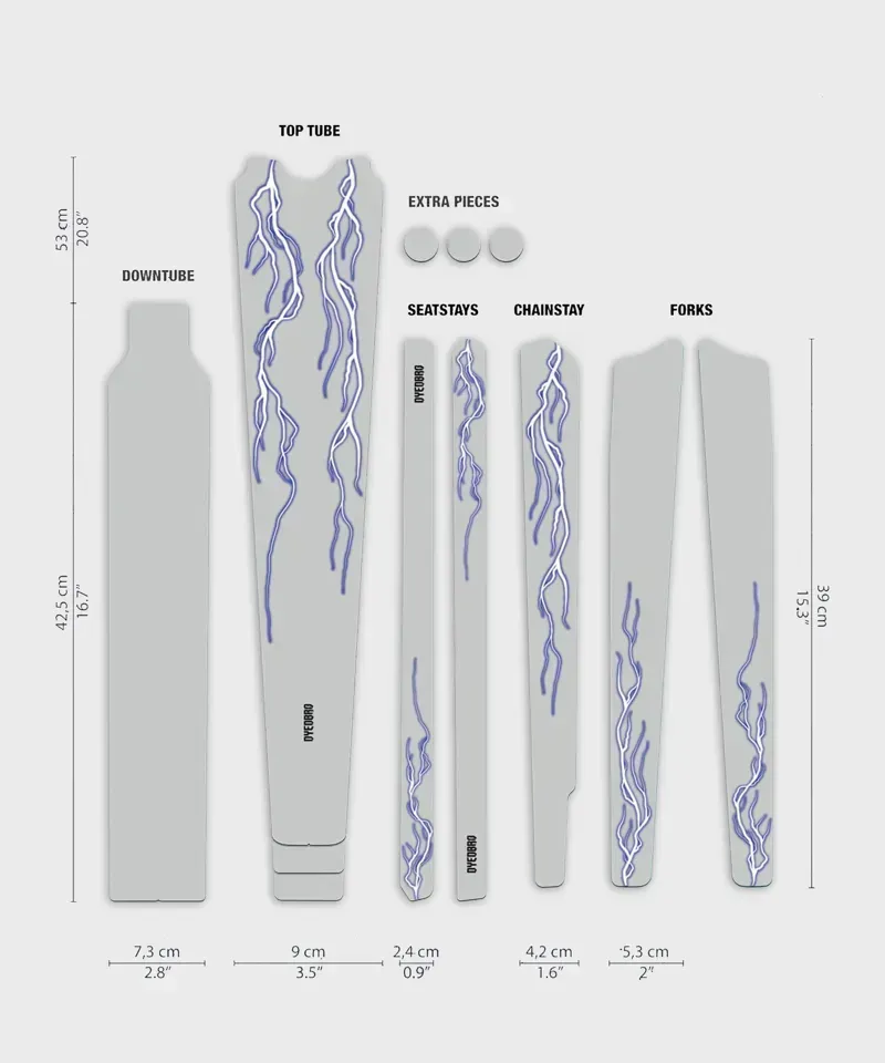 Dyedbro Lightning Gravel Frame Protection Kit in Blue