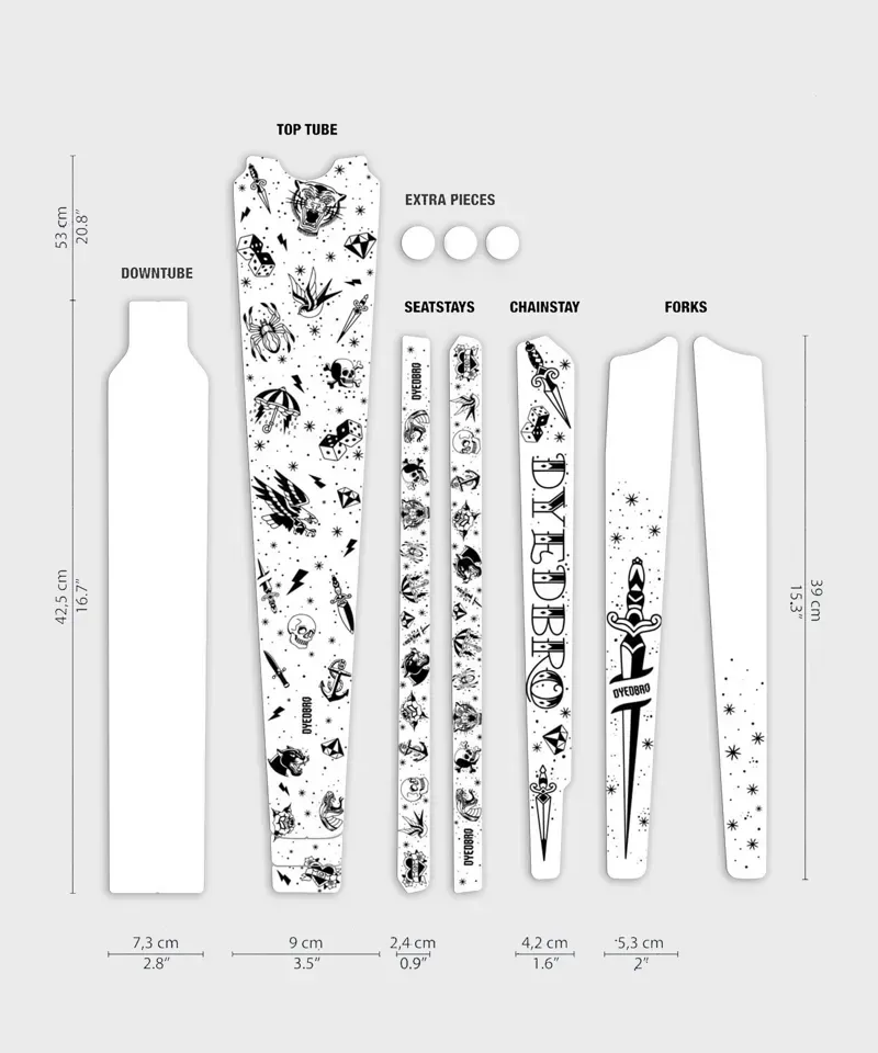 Dyedbro Old School Tattoo Gravel Frame Protection Kit in Black