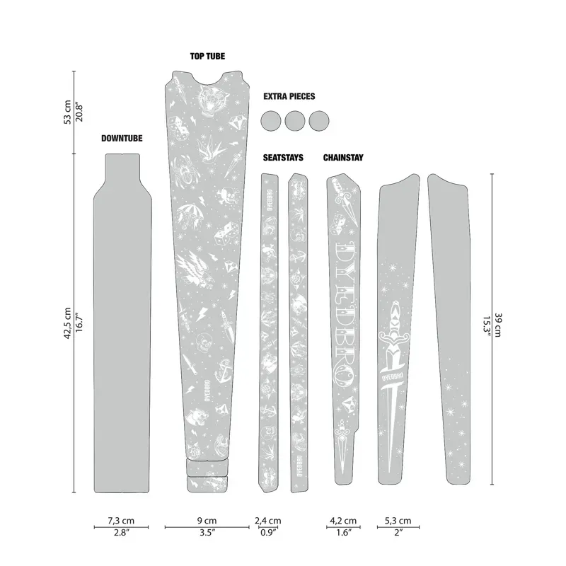 Dyedbro Old School Tattoo Gravel Frame Protection Kit in White