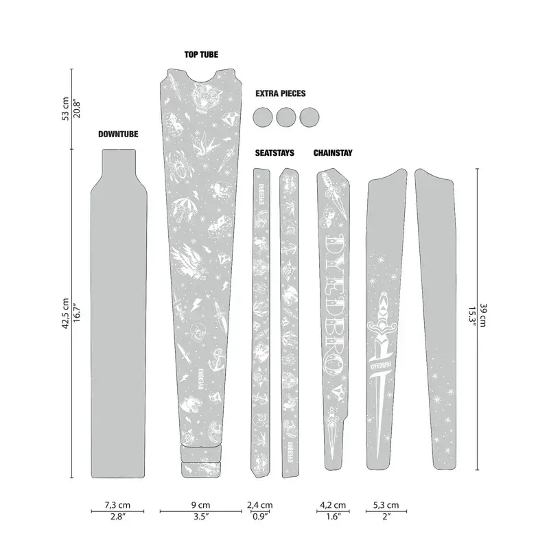 Balfes Bikes Dyedbro Old School Tattoo Gravel Frame Protection Kit in White | Free postage over £30, £10 off first order, price match & 0% finance.