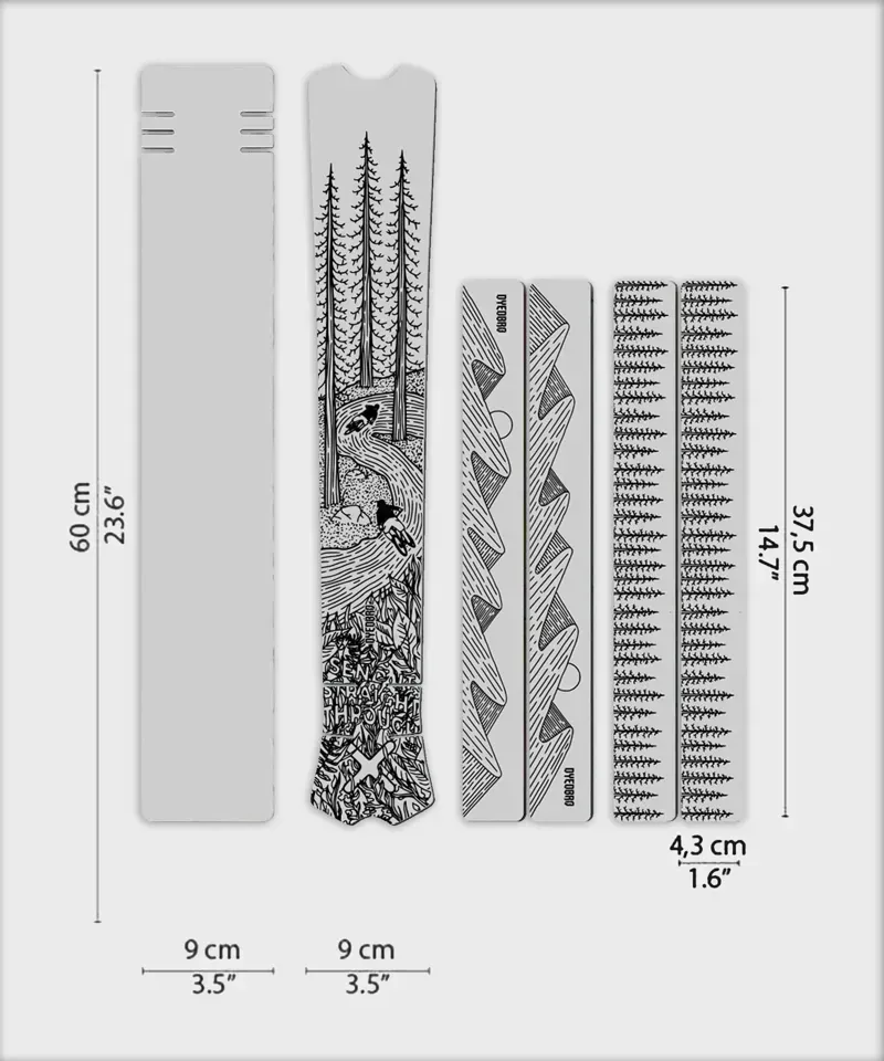 Dyedbro OS Illustration MTB Frame Protection Kit in Black Gloss