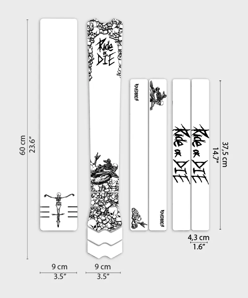 Dyedbro Ride or Die MTB Frame Protection Kit in Black