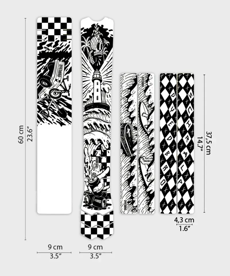 Dyedbro Surfs Up MTB Frame Protection Kit in Gloss Black