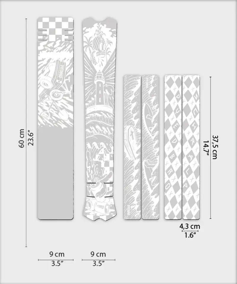 Dyedbro Surfs Up MTB Frame Protection Kit in Gloss White