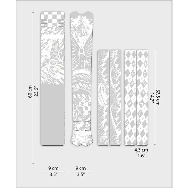 Balfes Bikes Dyedbro Surfs Up MTB Frame Protection Kit in Gloss White | Free postage over £30, £10 off first order, price match & 0% finance.