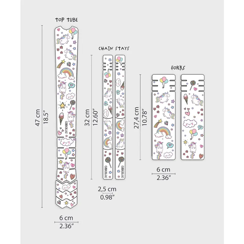 Balfes Bikes Dyedbro Kids Frame Protection Kit in Unicorn | Free postage over £30, £10 off first order, price match & 0% finance.