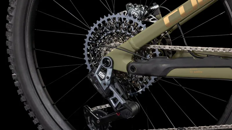 Cube Stereo Hybrid ONE77 HPC TM 800 Electric Full Suspension MTB 2025 in Dustyolive/Gold-5