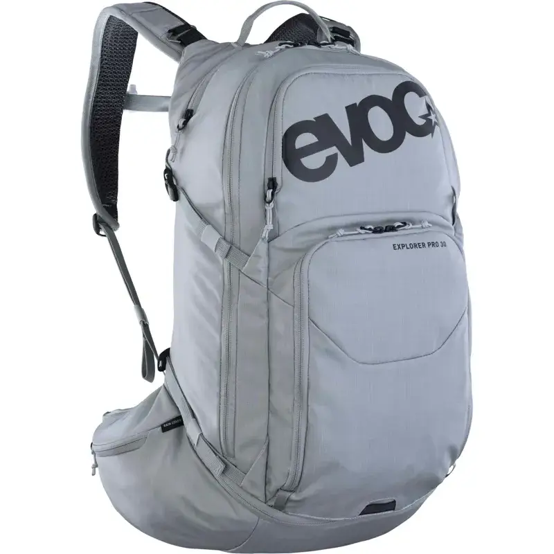 Balfes Bikes Evoc Explorer Pro 30L Performance Backpack in Silver | Free postage over £30, £10 off first order, price match & 0% finance.