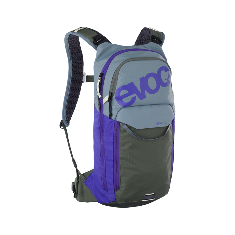 Balfes Bikes Evoc Stage 6L Performance Backpack + 2L Hydration Bladder in Steel Violet Dark Olive | Free postage over £30, £10 off first order, price match & 0% finance.