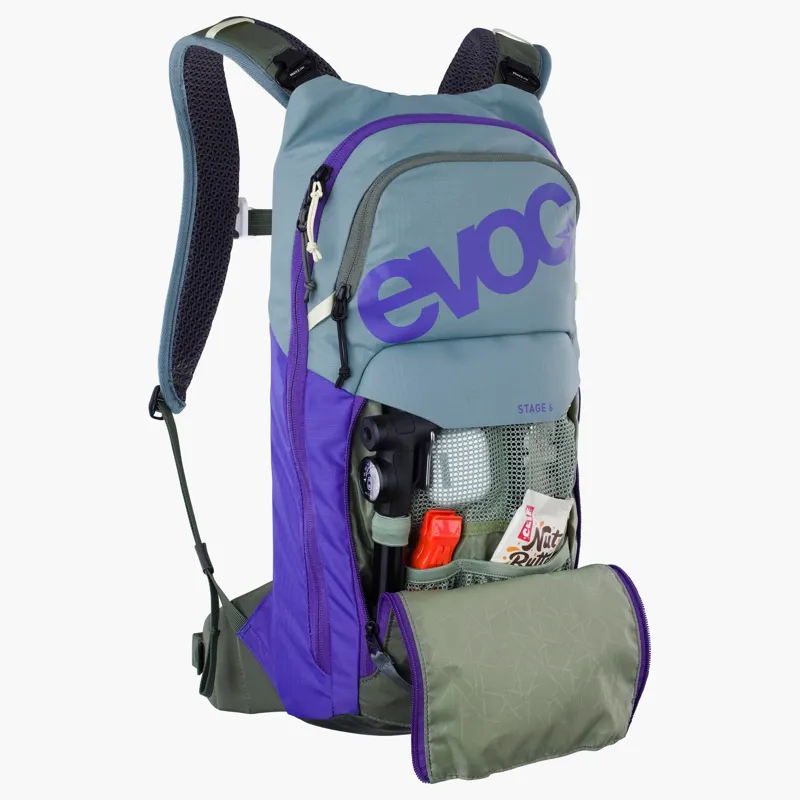 Evoc Stage 6L Performance Backpack + 2L Hydration Bladder in Steel Violet Dark Olive-3