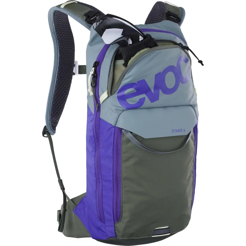 Evoc Stage 6L Performance Backpack in Steel/Violet/Dark Olive-2