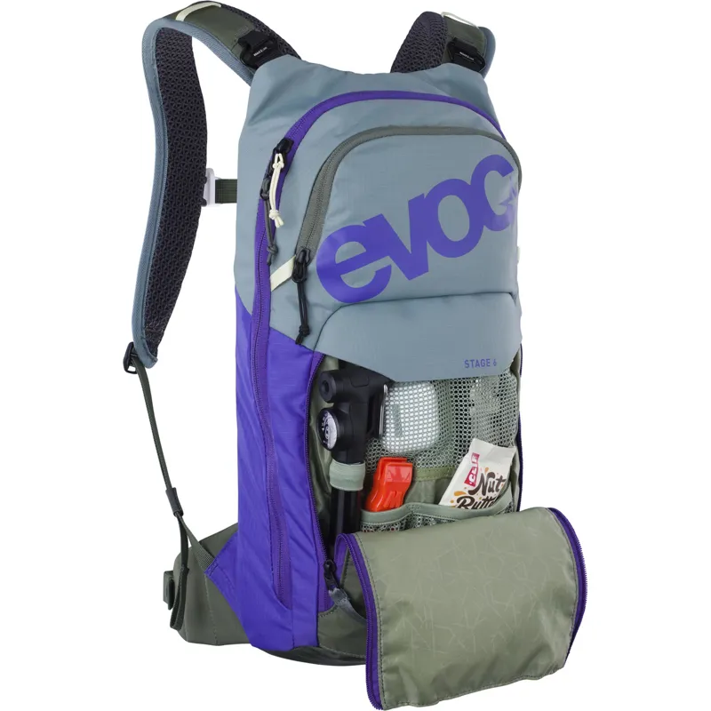 Evoc Stage 6L Performance Backpack in Steel/Violet/Dark Olive-3
